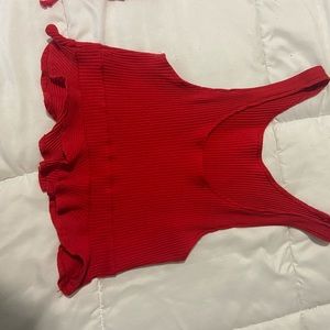 Red Cropped Tank Top- Size Small